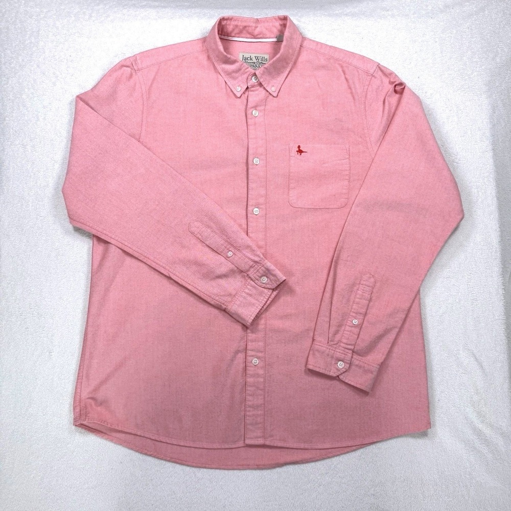 Jack Wills Oxford Button Down Shirt Mens XL Pink Long Sleeve‎ Cotton